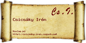 Csicsáky Irén névjegykártya
